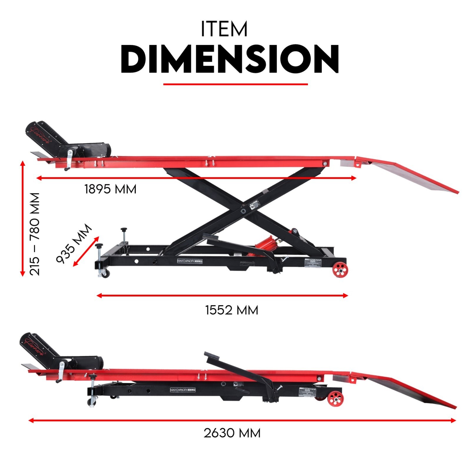 500Kg Hydraulic Motorcycle Lift Motorbike Stand Bike Jack Hoist Lift Table - Image 6