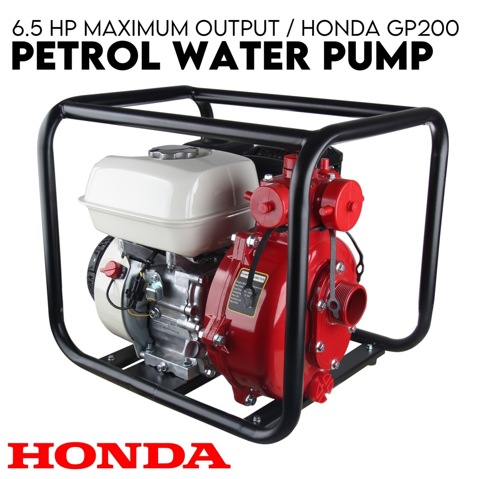 6.5HP Petrol Water Pump Honda GP200 Twin Impeller Irrigation Fire Fighting - Image 1