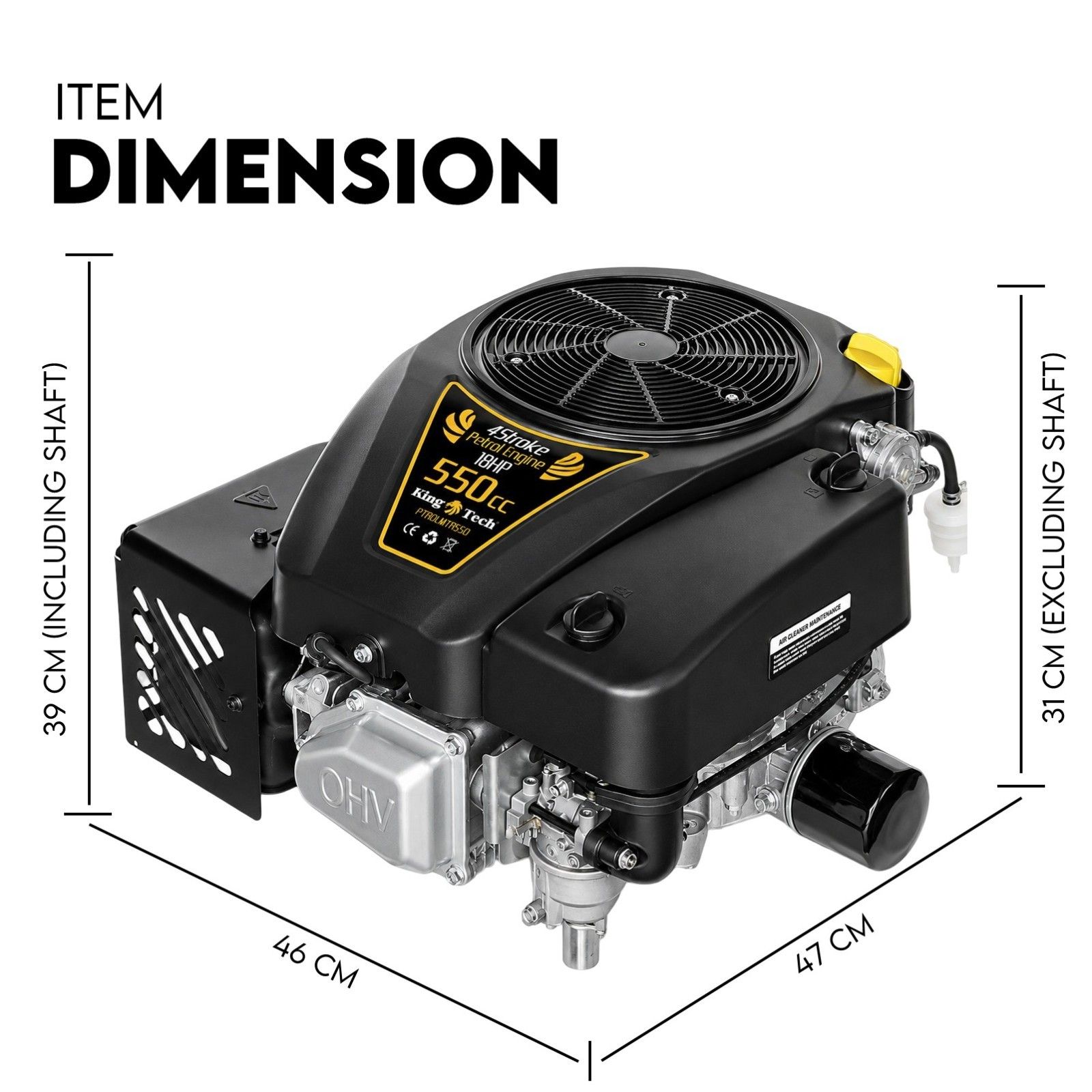 18HP Vertical Shaft Lawn Mower Engine Petrol Motor 4 Stroke OHV Ride On - Image 5