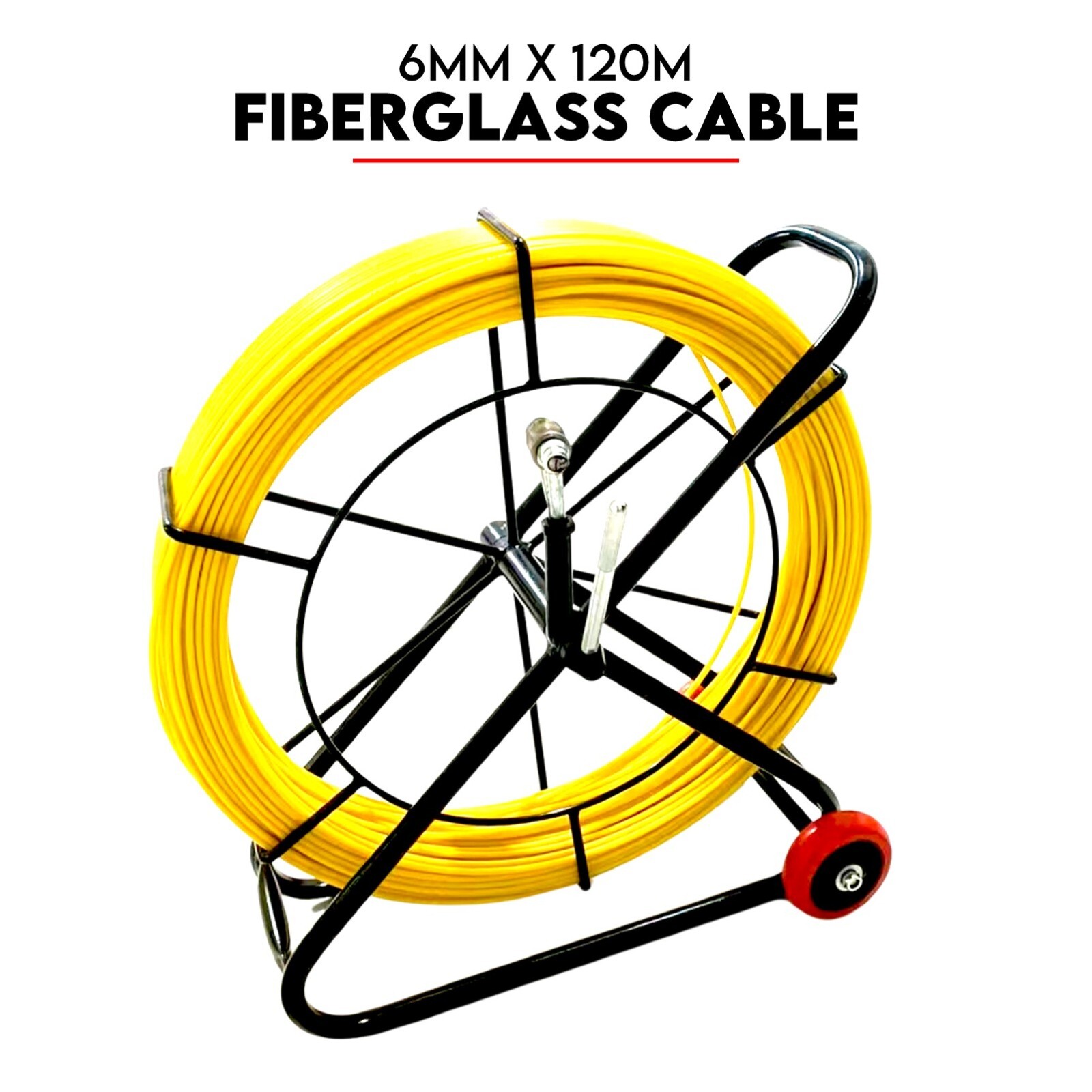 120M×6MM Fish Tape Puller Fiberglass Wire Cable Running Duct Rodder with Wheels - Image 1