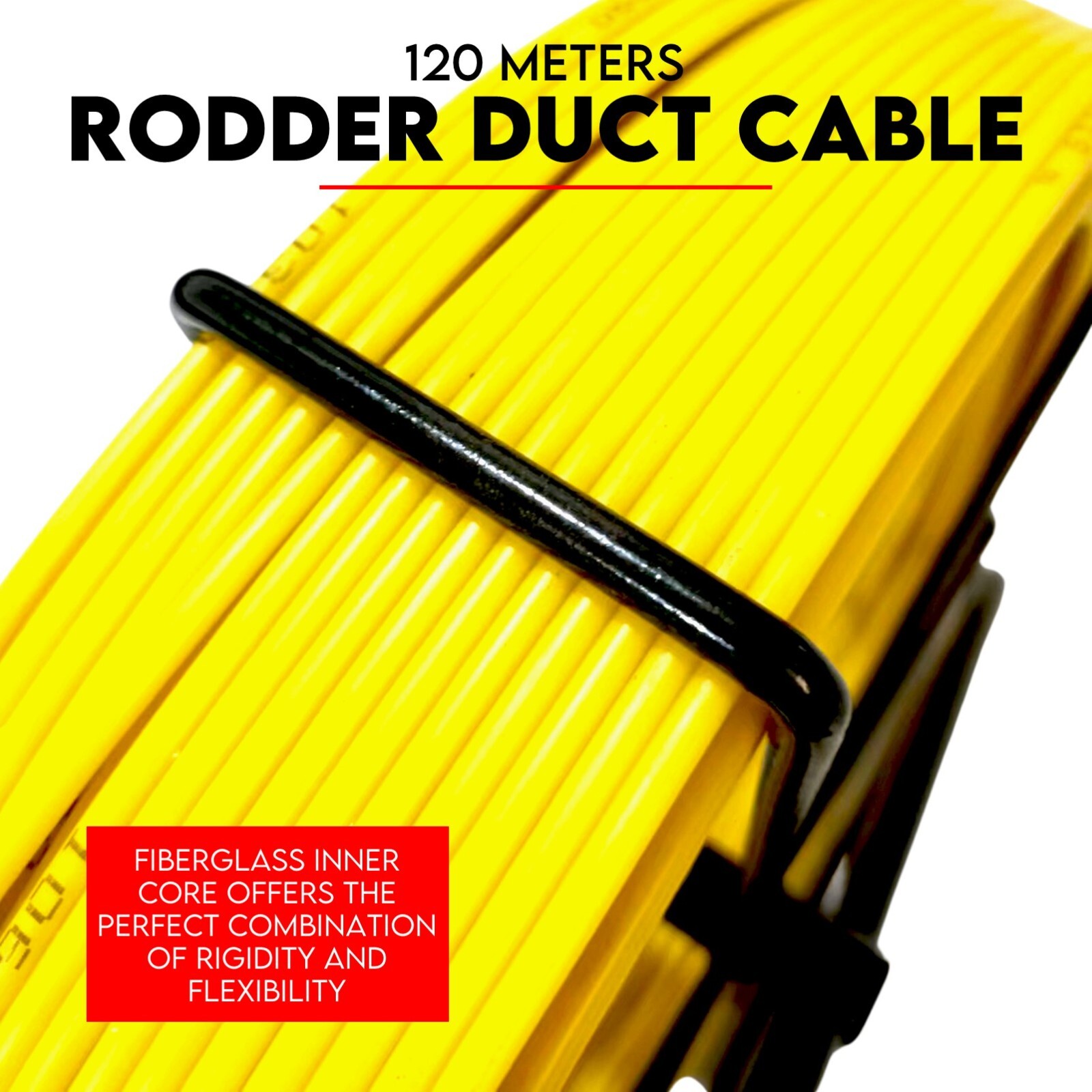 120M×6MM Fish Tape Puller Fiberglass Wire Cable Running Duct Rodder with Wheels - Image 2
