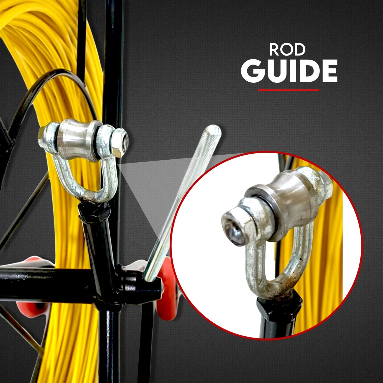 120M×6MM Fish Tape Puller Fiberglass Wire Cable Running Duct Rodder with Wheels - Image 4