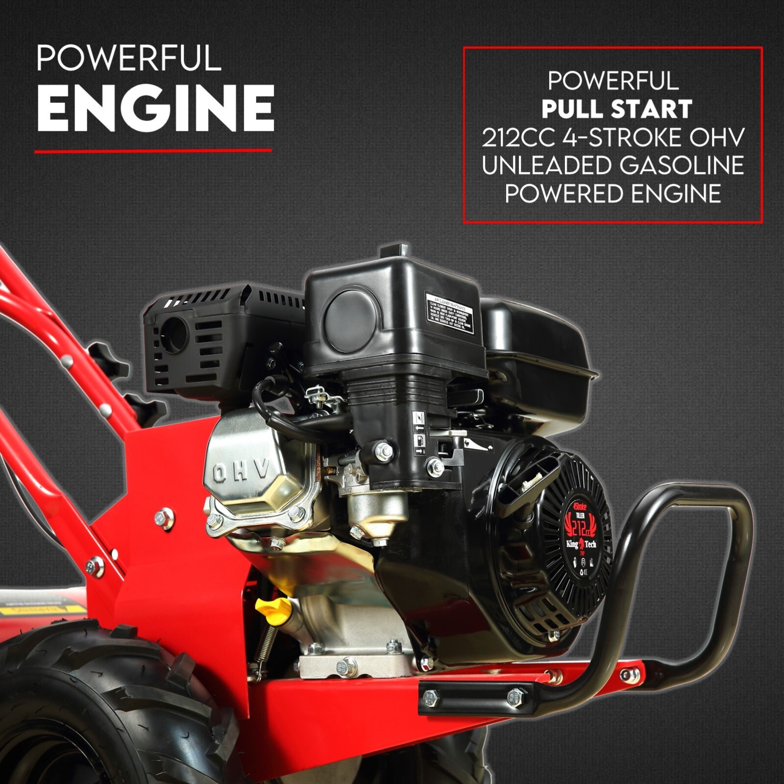7HP Tiller Cultivator 4 Strokes Rotating Tines Power Handheld Rotary Hoe 4 Blades - Image 2