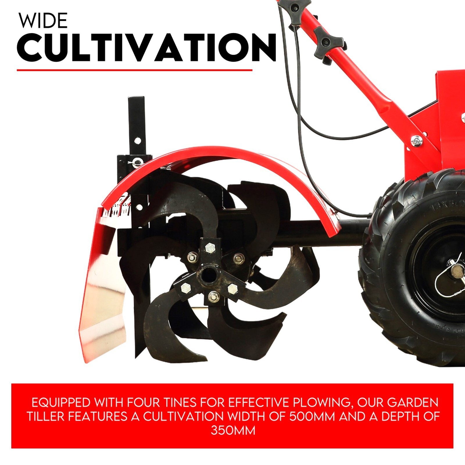 7HP Tiller Cultivator 4 Strokes Rotating Tines Power Handheld Rotary Hoe 4 Blades - Image 3