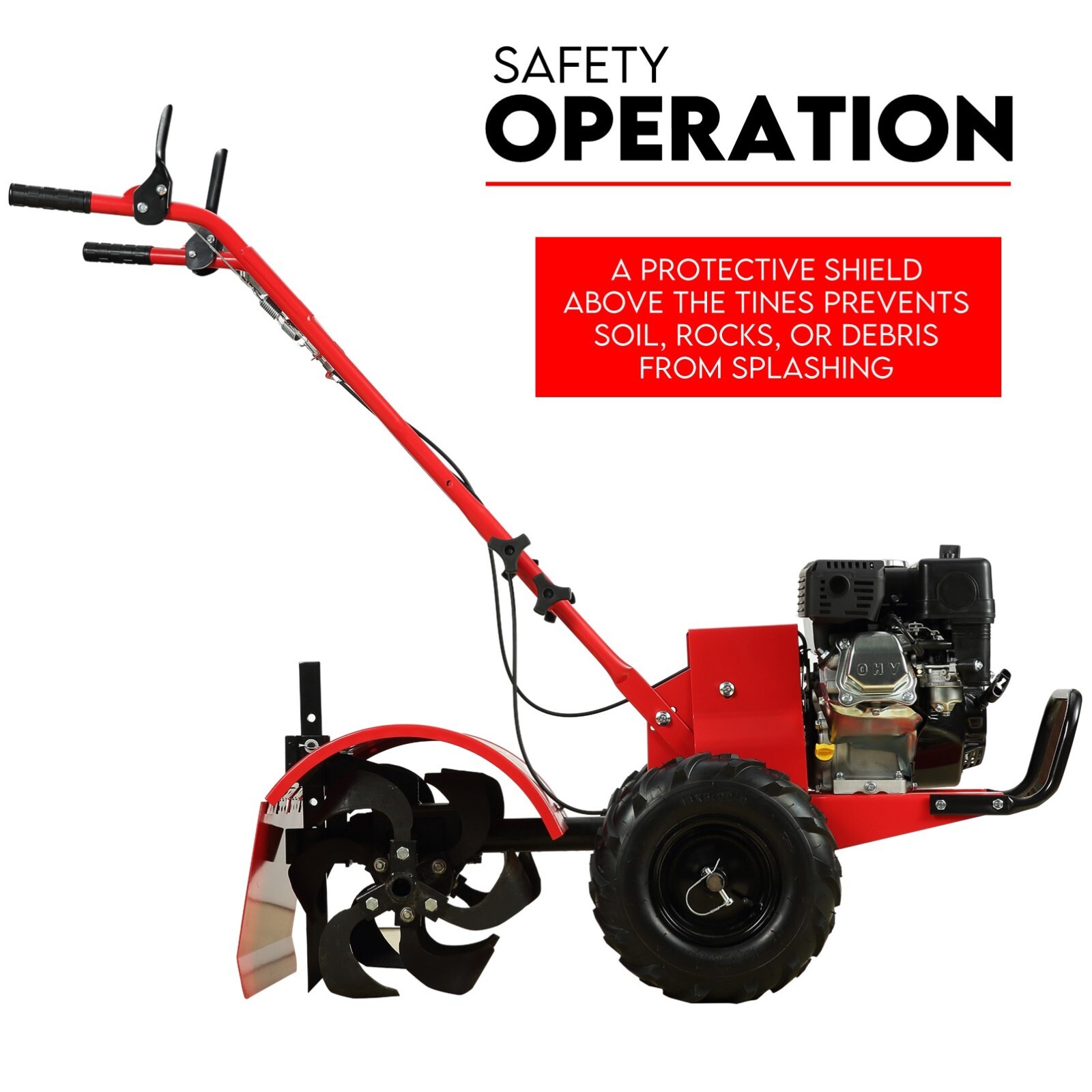 7HP Tiller Cultivator 4 Strokes Rotating Tines Power Handheld Rotary Hoe 4 Blades - Image 5