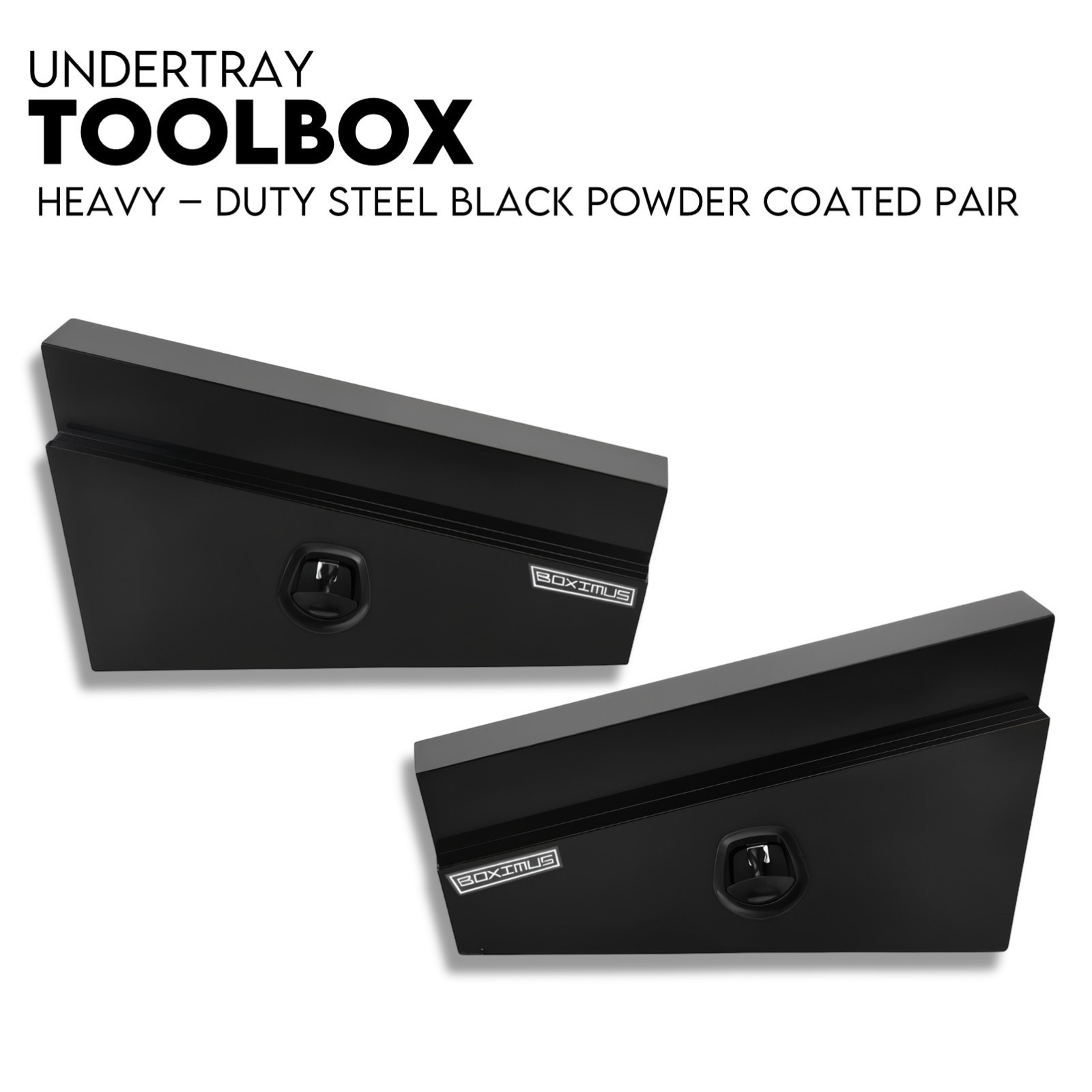 900mm Black Pair of Under Tray Undertray Tool Box Steel Underbody Toolbox Truck - Image 1