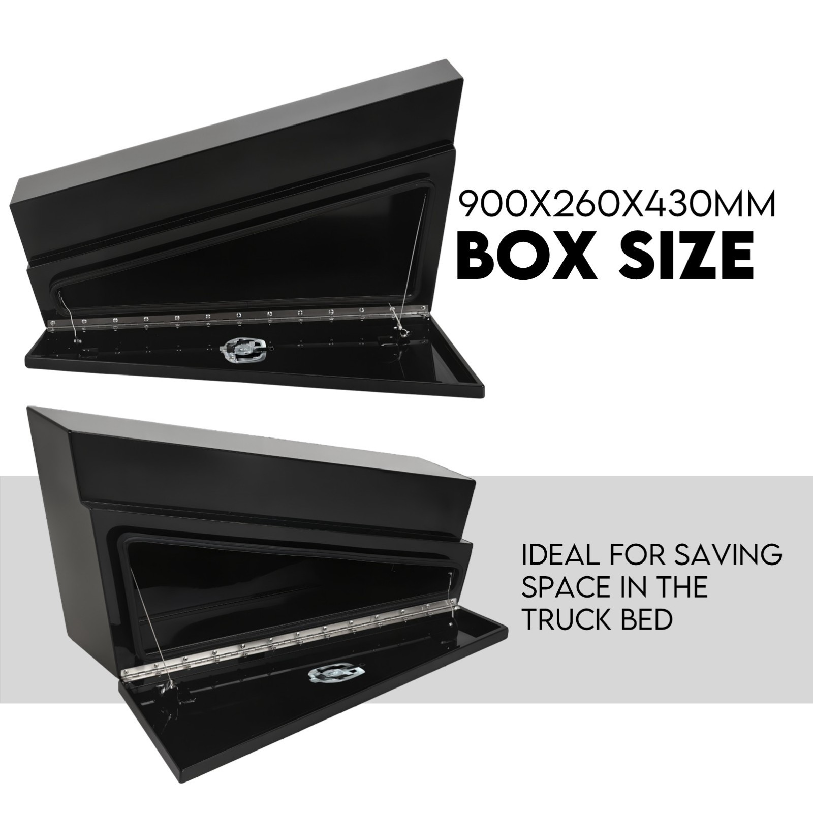 900mm Black Pair of Under Tray Undertray Tool Box Steel Underbody Toolbox Truck - Image 3
