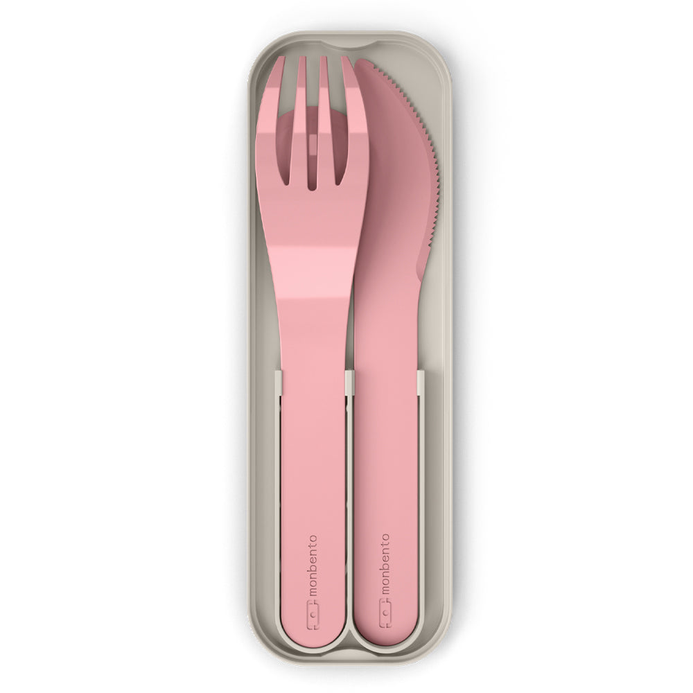 Monbento Mb Pocket Plastic Cutlery Set - Colour Pink Blush - Image 1