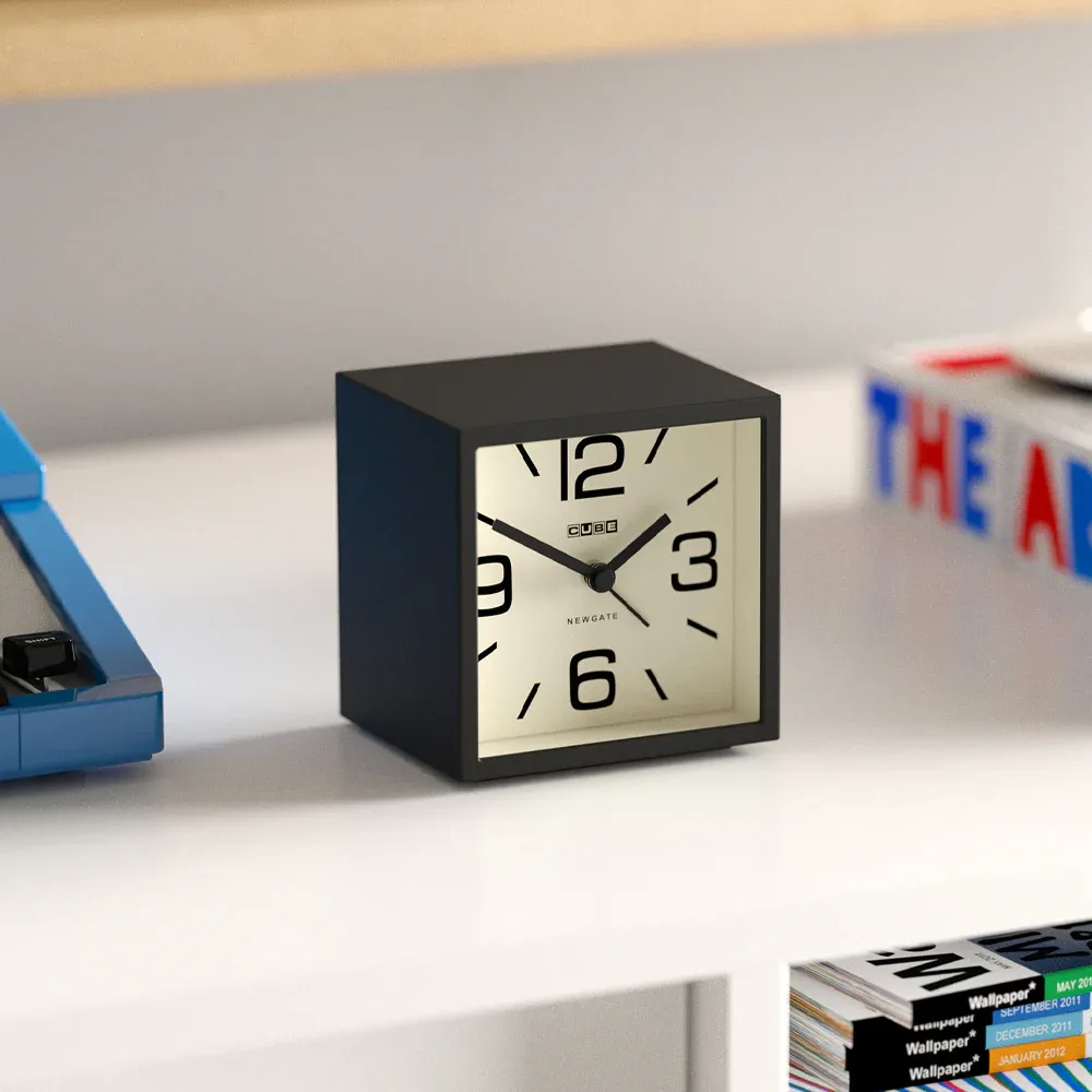 Newgate Cube Mantel Clock-Black - Image 2