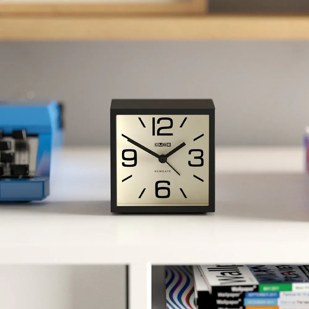 Newgate Cube Mantel Clock-Black - Image 4