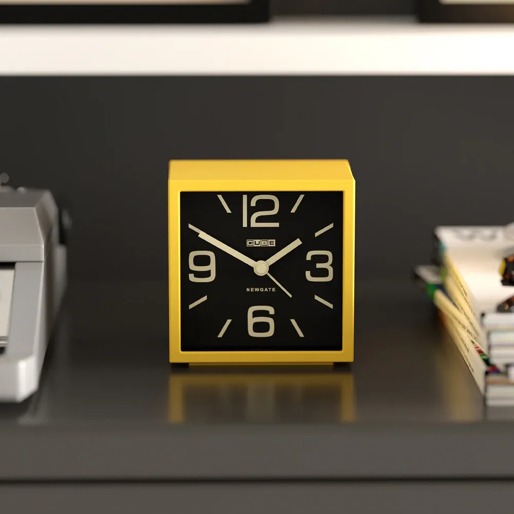 Newgate Cube Mantel Clock-Citrus Yellow - Image 2