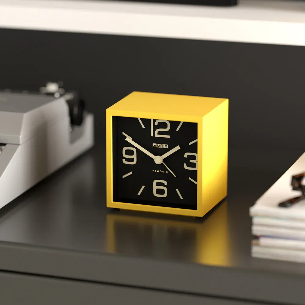 Newgate Cube Mantel Clock-Citrus Yellow - Image 4