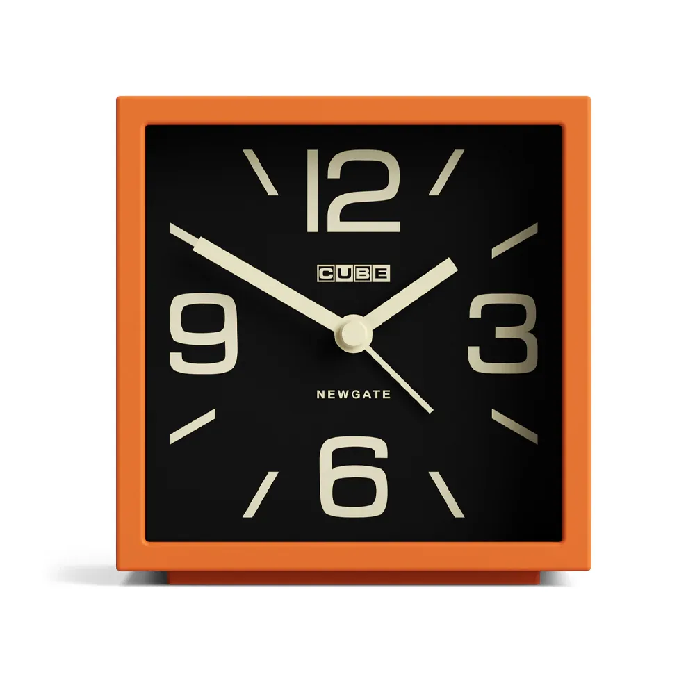 Newgate Cube Mantel Clock-Pumpkin Orange - Image 1