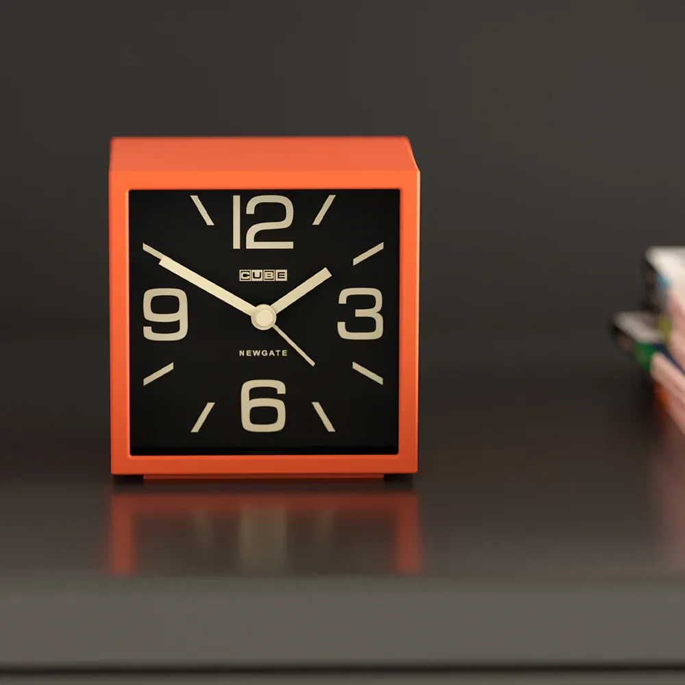 Newgate Cube Mantel Clock-Pumpkin Orange - Image 2