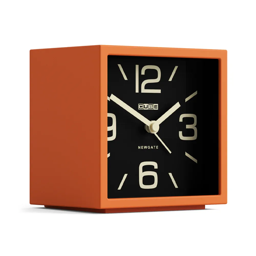 Newgate Cube Mantel Clock-Pumpkin Orange - Image 3