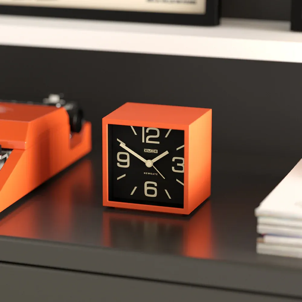 Newgate Cube Mantel Clock-Pumpkin Orange - Image 4