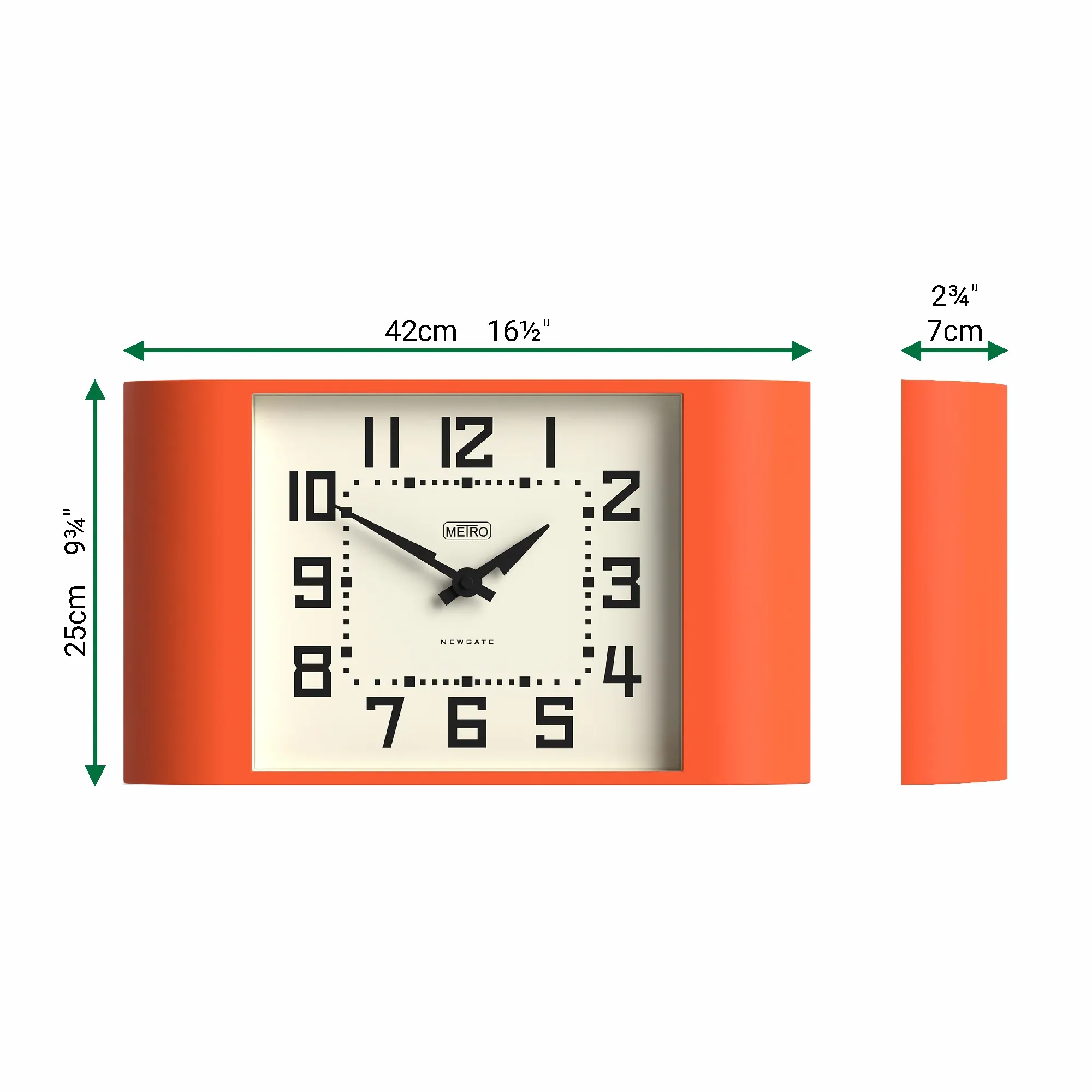 Newgate Metro Wall Clock-Pumpkin Orange - Image 1