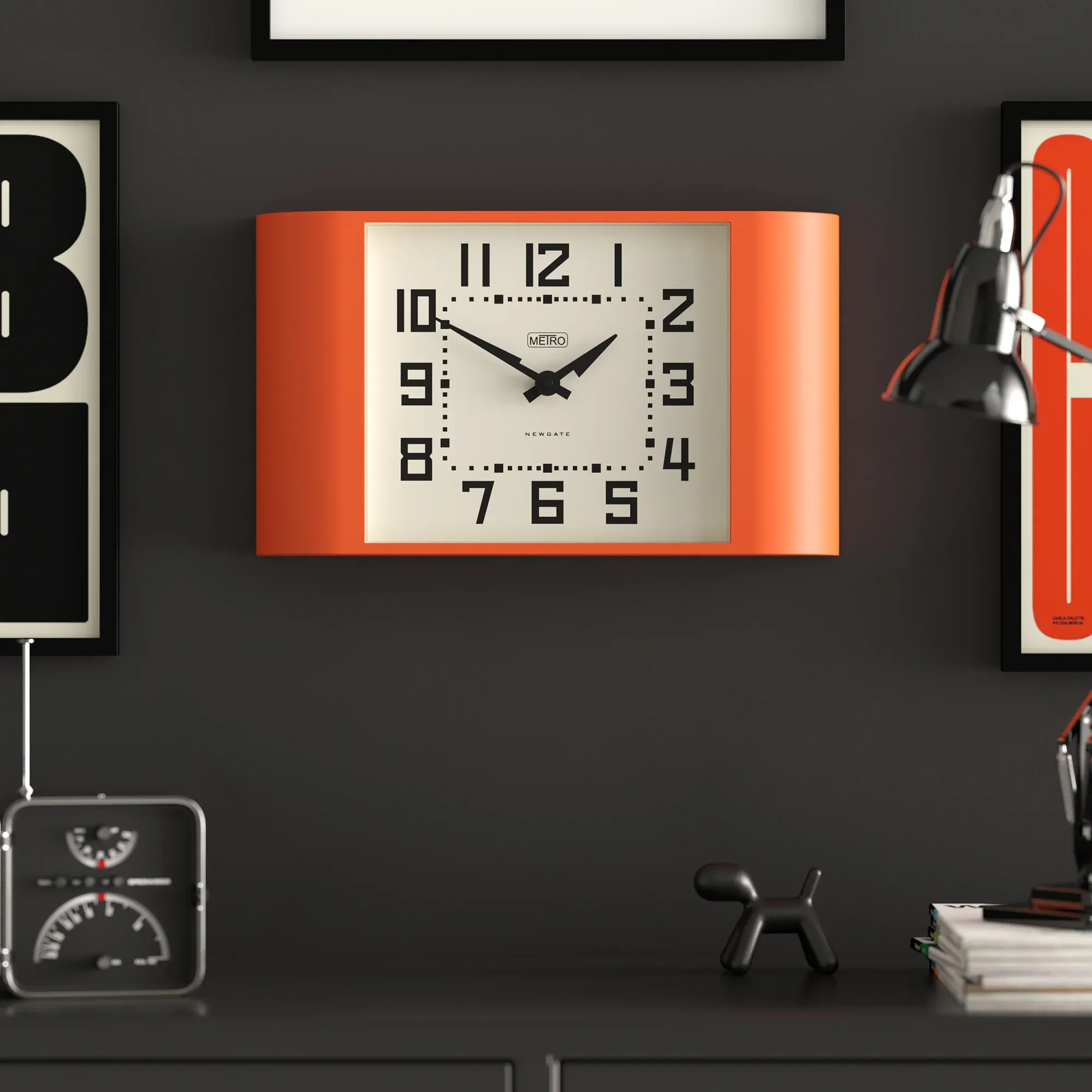 Newgate Metro Wall Clock-Pumpkin Orange - Image 3