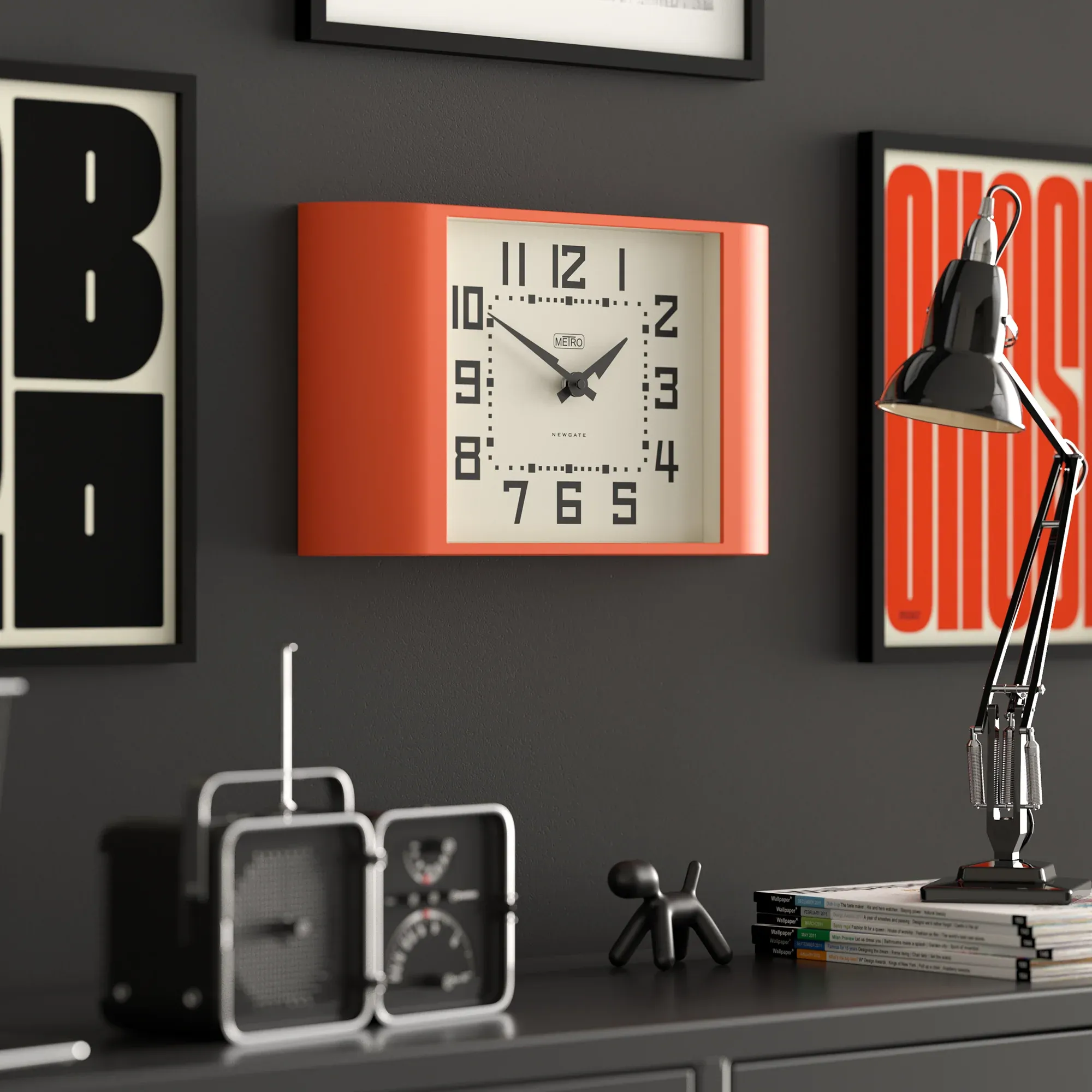 Newgate Metro Wall Clock-Pumpkin Orange - Image 5