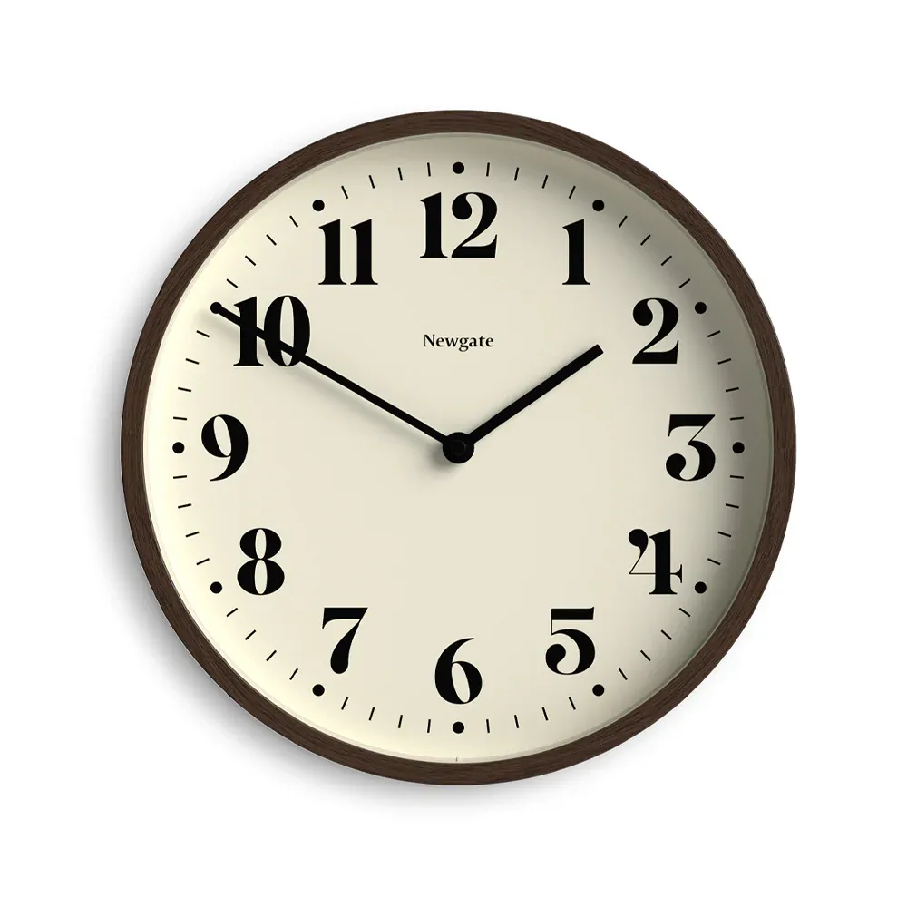 Newgate Number Four Theatre Wall Clock-Faux Dark Wood - Image 1