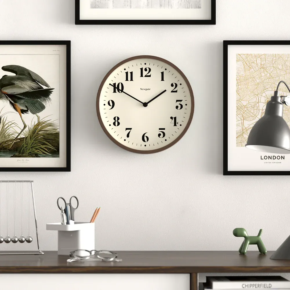 Newgate Number Four Theatre Wall Clock-Faux Dark Wood - Image 2