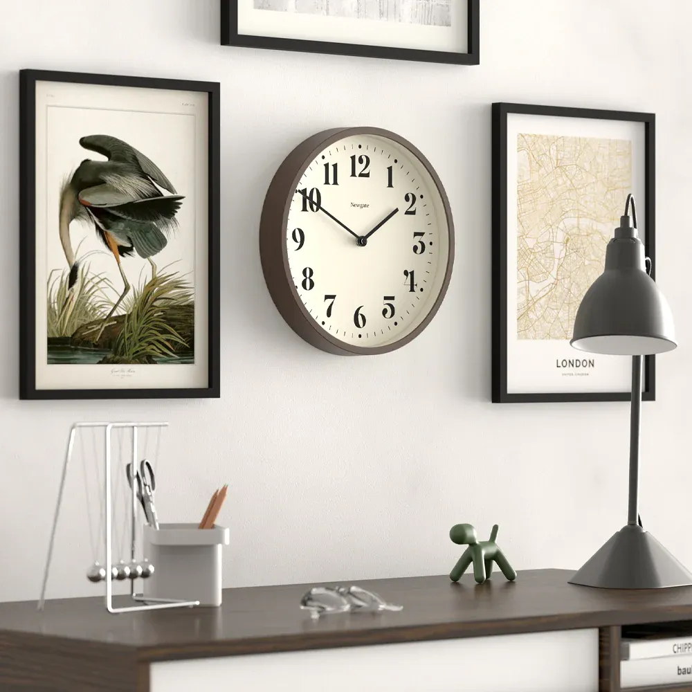 Newgate Number Four Theatre Wall Clock-Faux Dark Wood - Image 4