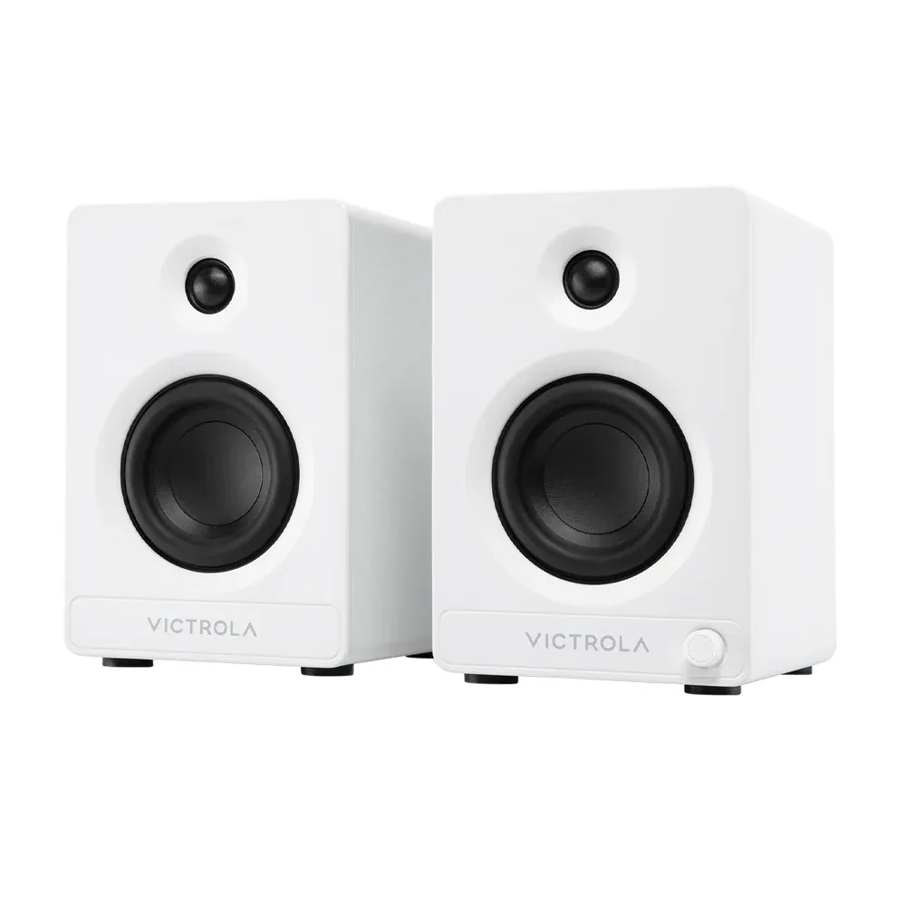 Victrola Tempo Bookshelf Speakers - White - Image 3