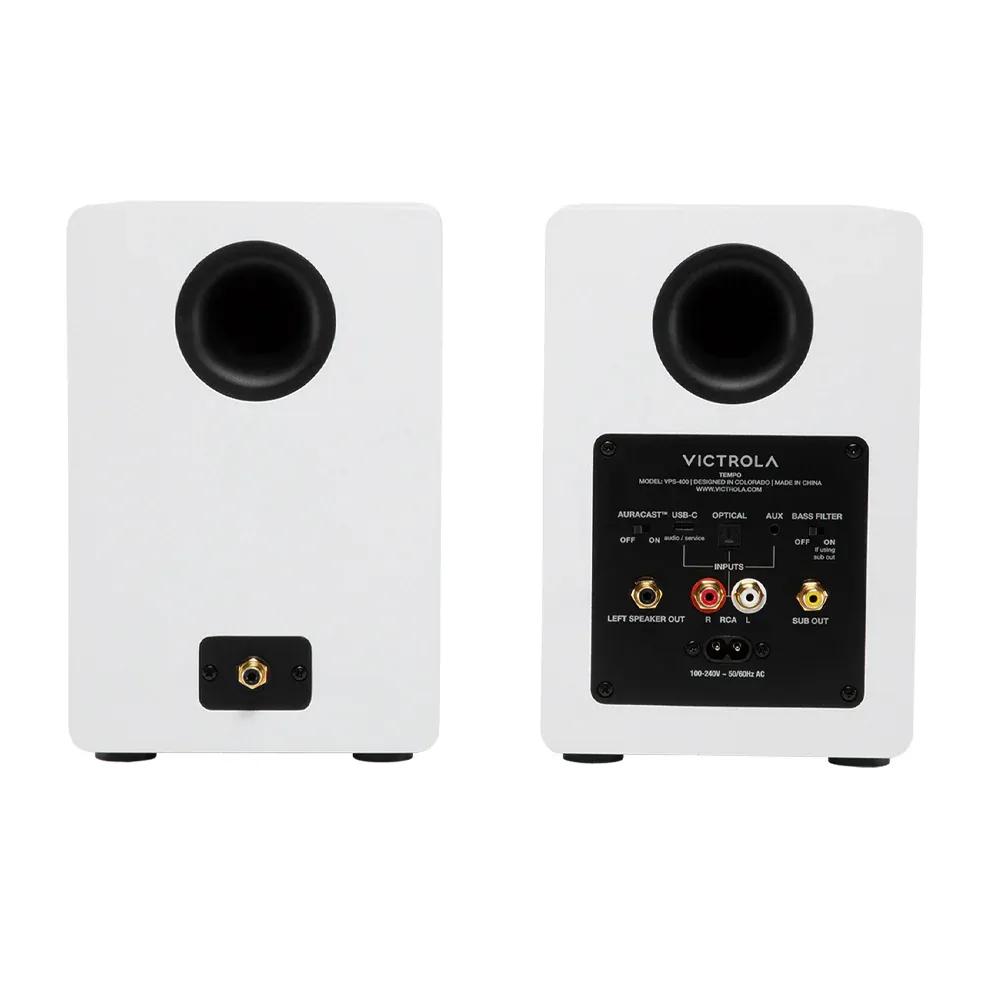 Victrola Tempo Bookshelf Speakers - White - Image 4