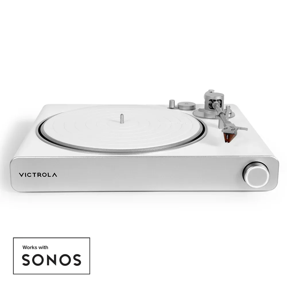 Victrola Stream Pearl Wi-Fi & Bluetooth Turntable - White/Silver - Image 1