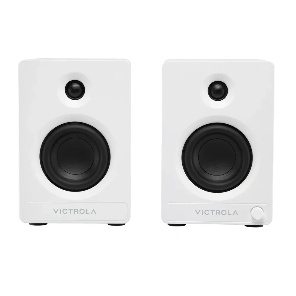 Victrola Automatic Turntable + Victrola Tempo Bookshelf Speakers Bundle - White - Image 4