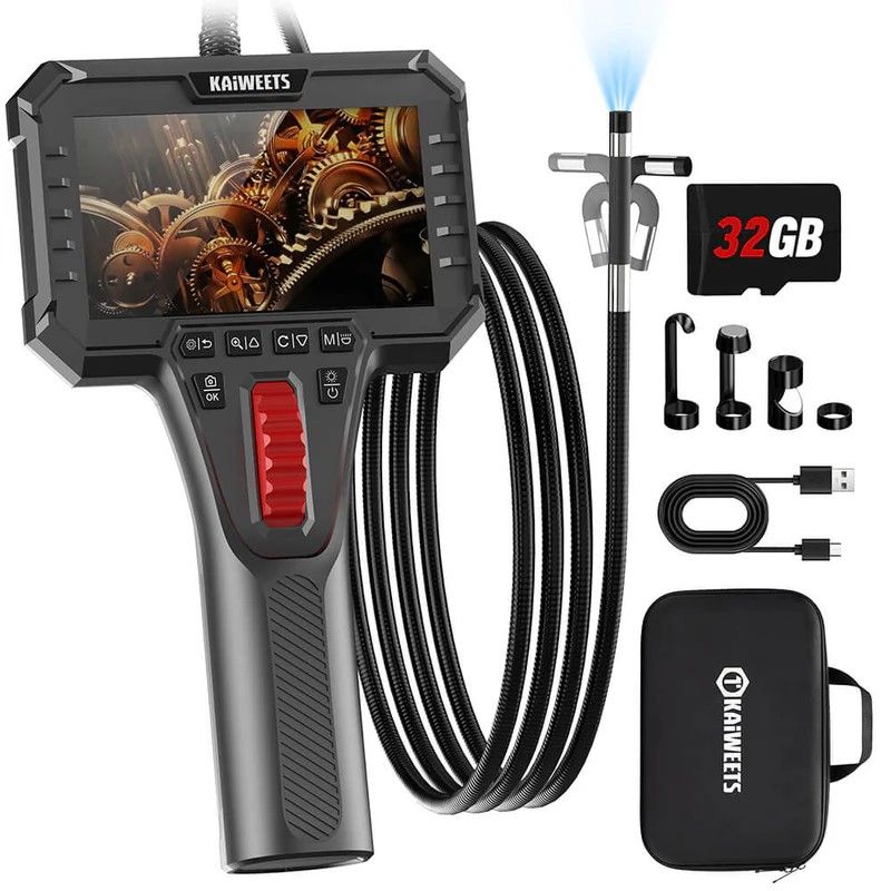 Two-Way Articulating Borescope Camera with Light, 0.25in Slim Probe, Industrial Endoscope Inspection Camera with Light, 5.3FT Flexible Snake Scope for Automotive, HVAC and Aircraft Mechanics - Image 1
