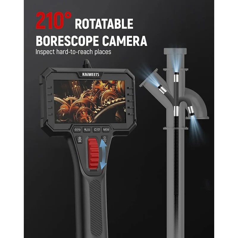 Two-Way Articulating Borescope Camera with Light, 0.25in Slim Probe, Industrial Endoscope Inspection Camera with Light, 5.3FT Flexible Snake Scope for Automotive, HVAC and Aircraft Mechanics - Image 5
