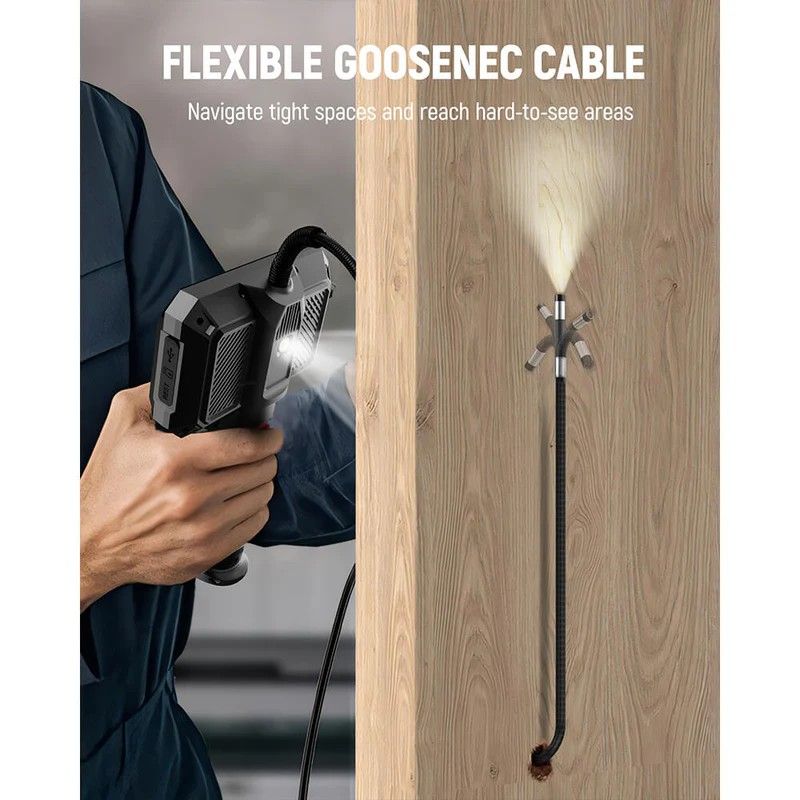 Two-Way Articulating Borescope Camera with Light, 0.25in Slim Probe, Industrial Endoscope Inspection Camera with Light, 5.3FT Flexible Snake Scope for Automotive, HVAC and Aircraft Mechanics - Image 6
