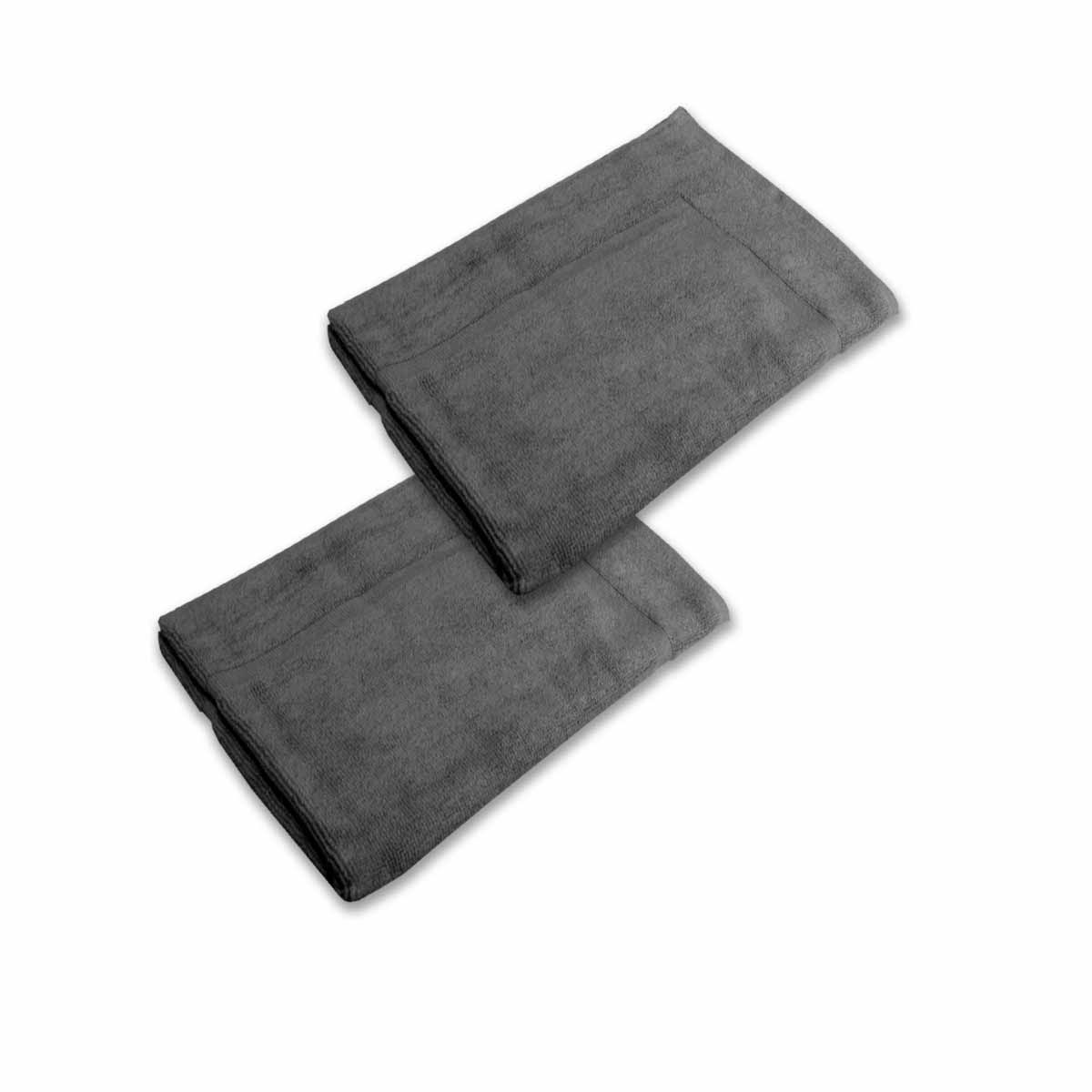 800GSM Set of 2 Cotton Bath Mats 50 x 70 cm Charcoal - Image 1