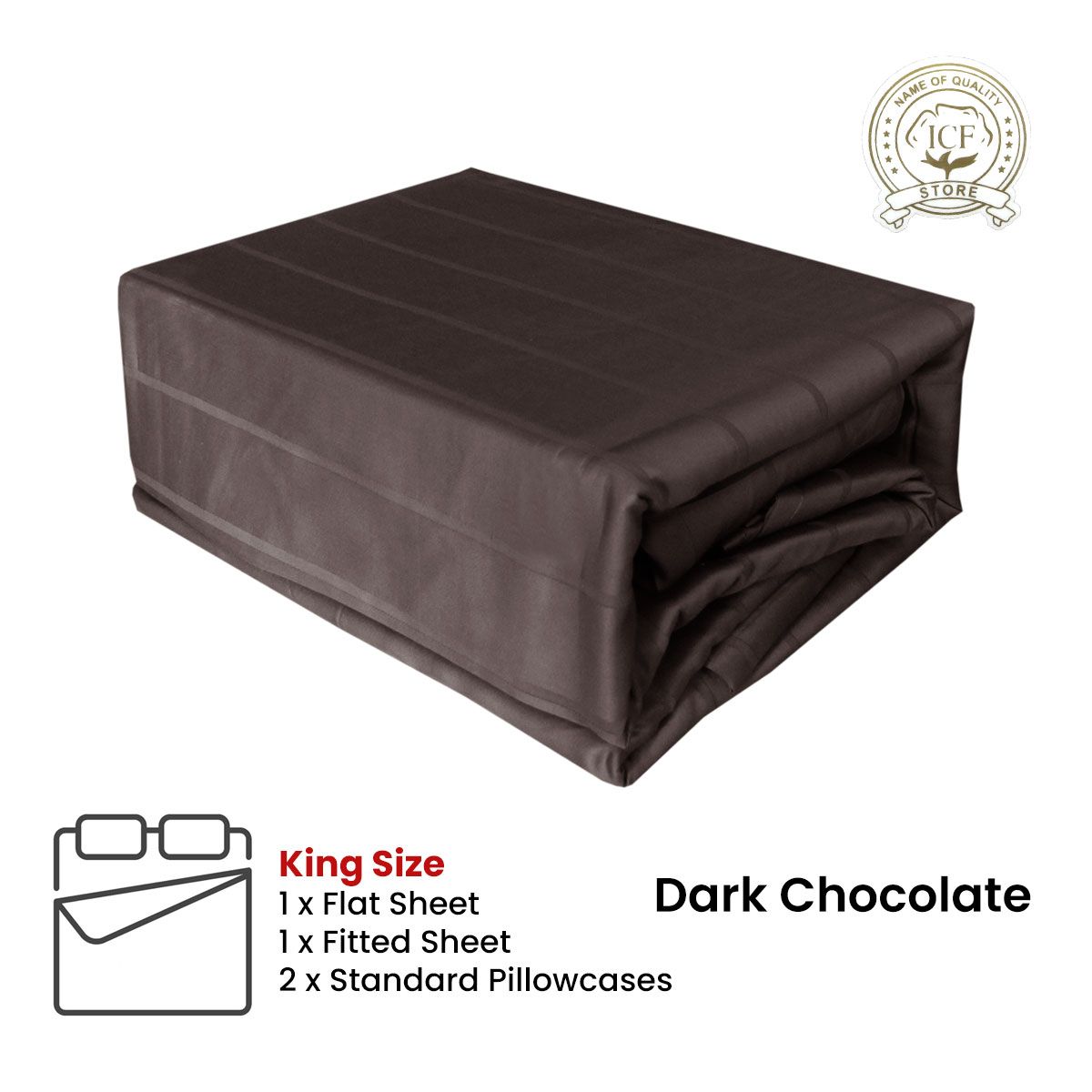 Dark Chocolate 800TC Luxury Cotton Self-Stripe Sheet Set King 40 cm Wall King - Image 2