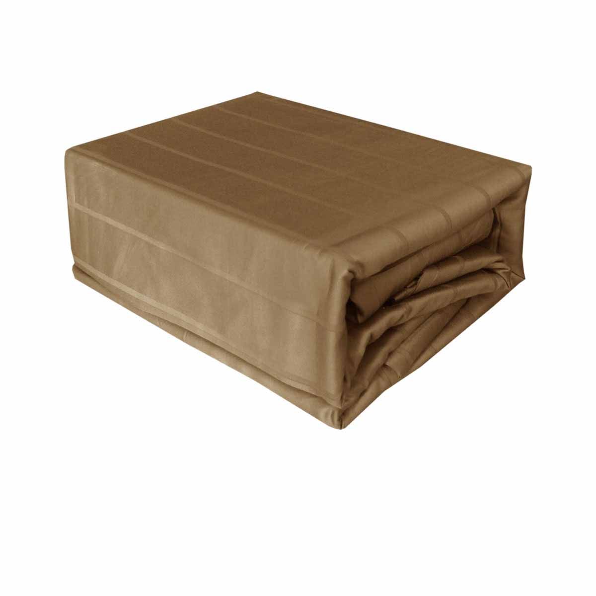 Golden Brown 800TC Luxury Cotton Self-Stripe Sheet Set King 40 cm Wall King - Image 1