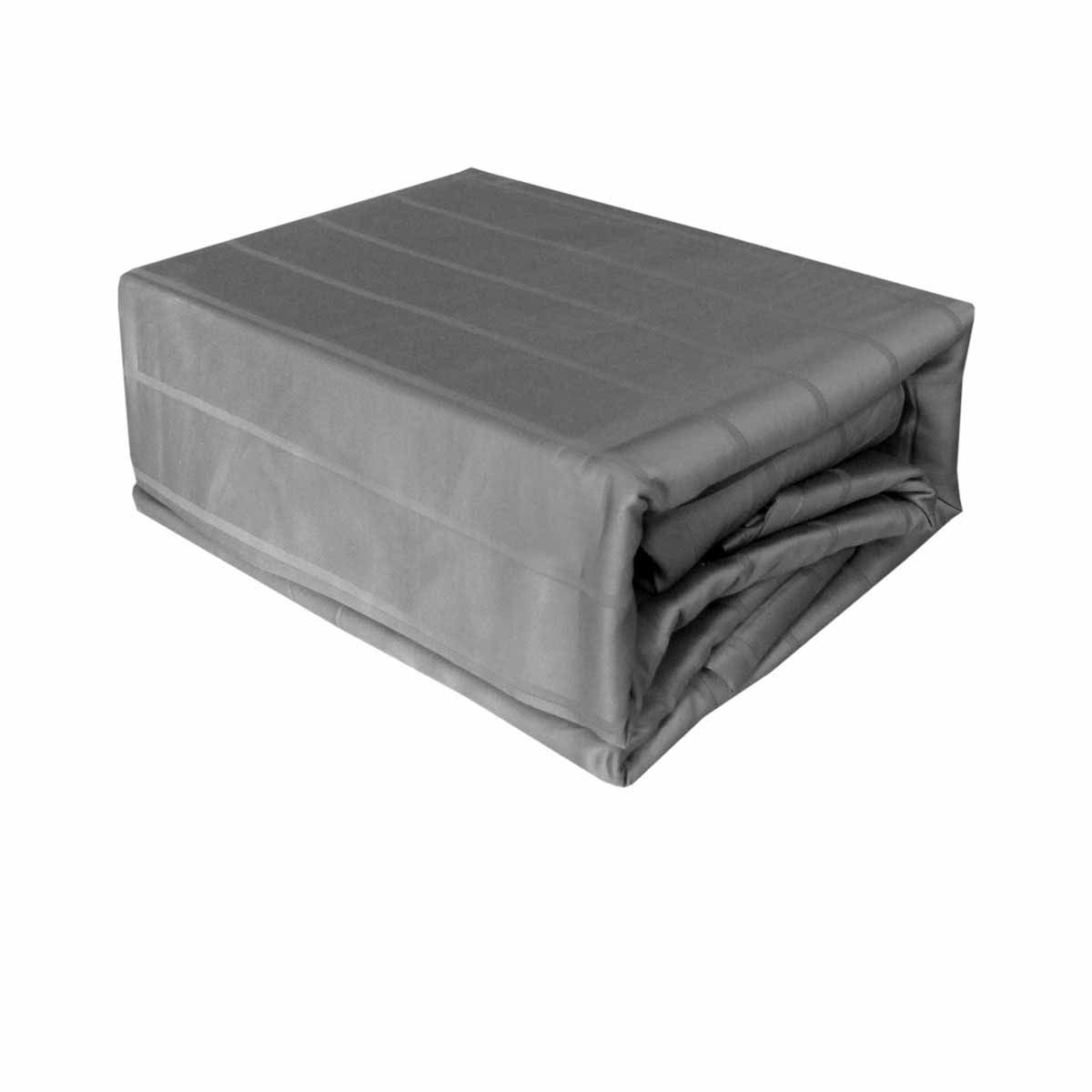 Grey 800TC Luxury Cotton Self-Stripe Sheet Set King 40 cm Wall King - Image 1