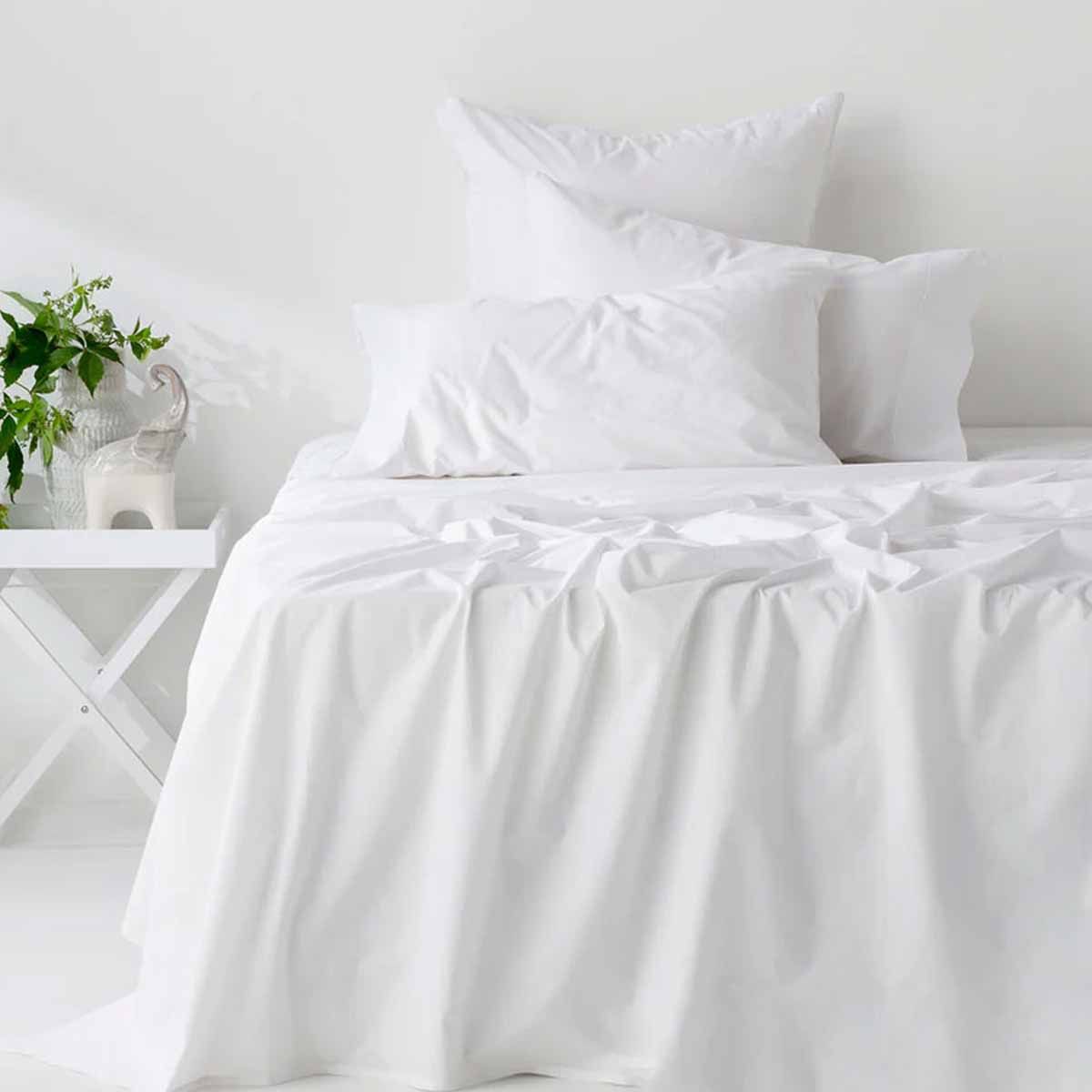 400TC Organic Cotton Premium White Sheet Set Long-Staple Commercial-Grade Durability Double - Image 1