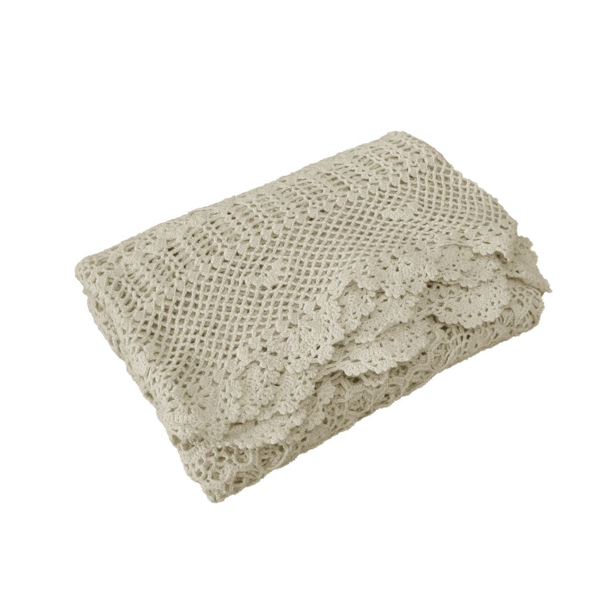 Linen Knitted Crochet Cotton Tablecloth Square 137 x 137cm Scalloped Edge 4-Seater - Image 1