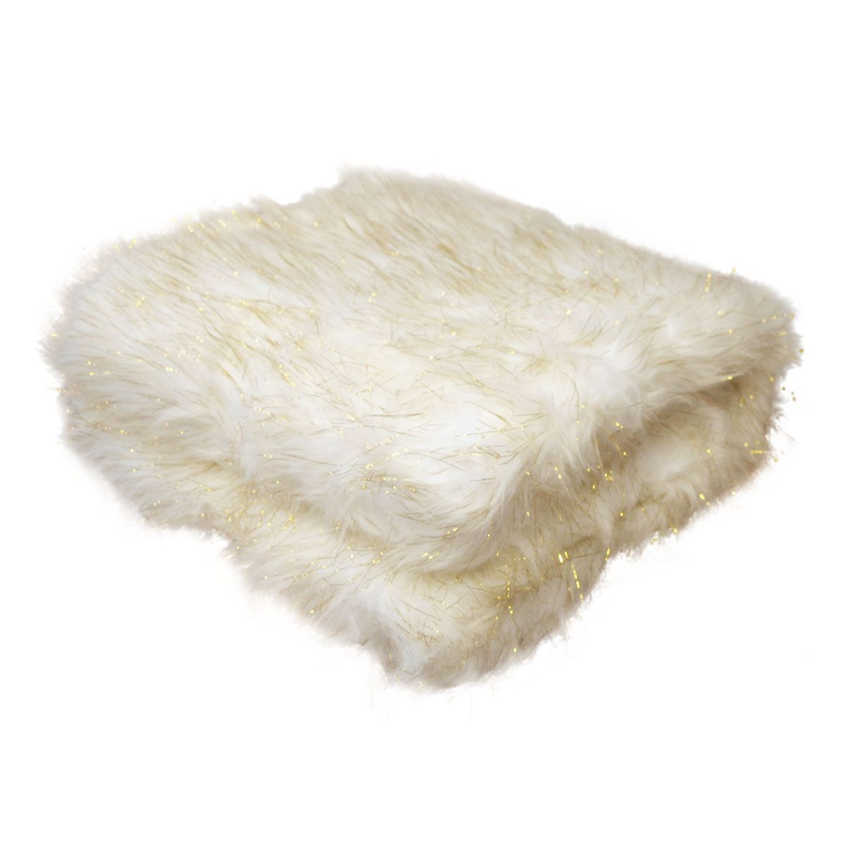 Camille Gold Cream Faux Fur Throw Rug 127 x 152 cm - Image 1