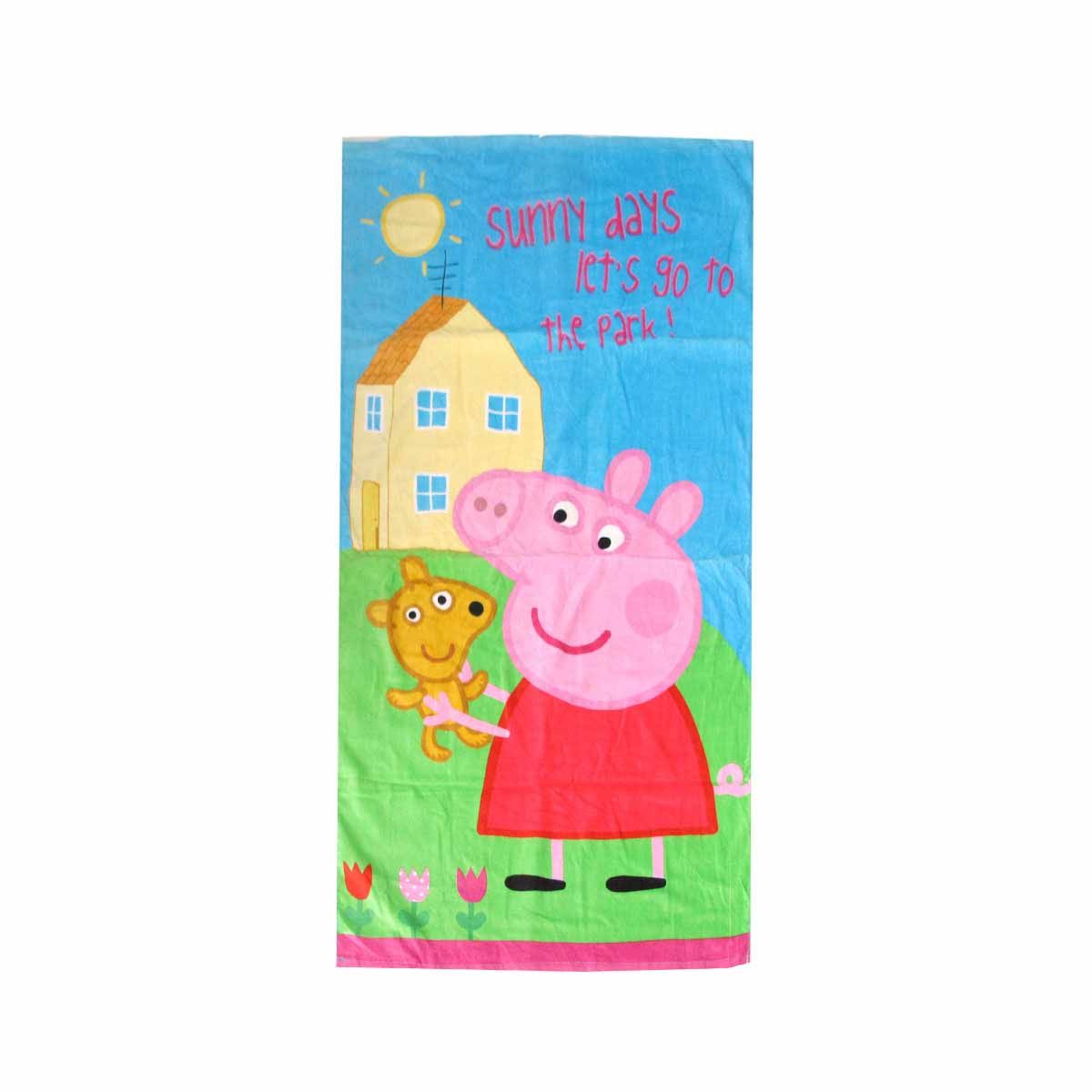 Kids Fun Theme Cotton Beach Towel 70 x 140 cm Peppa Pig Park - Image 1