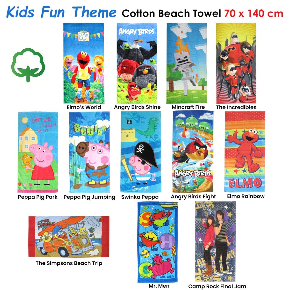 Kids Fun Theme Cotton Beach Towel 70 x 140 cm Peppa Pig Park - Image 3
