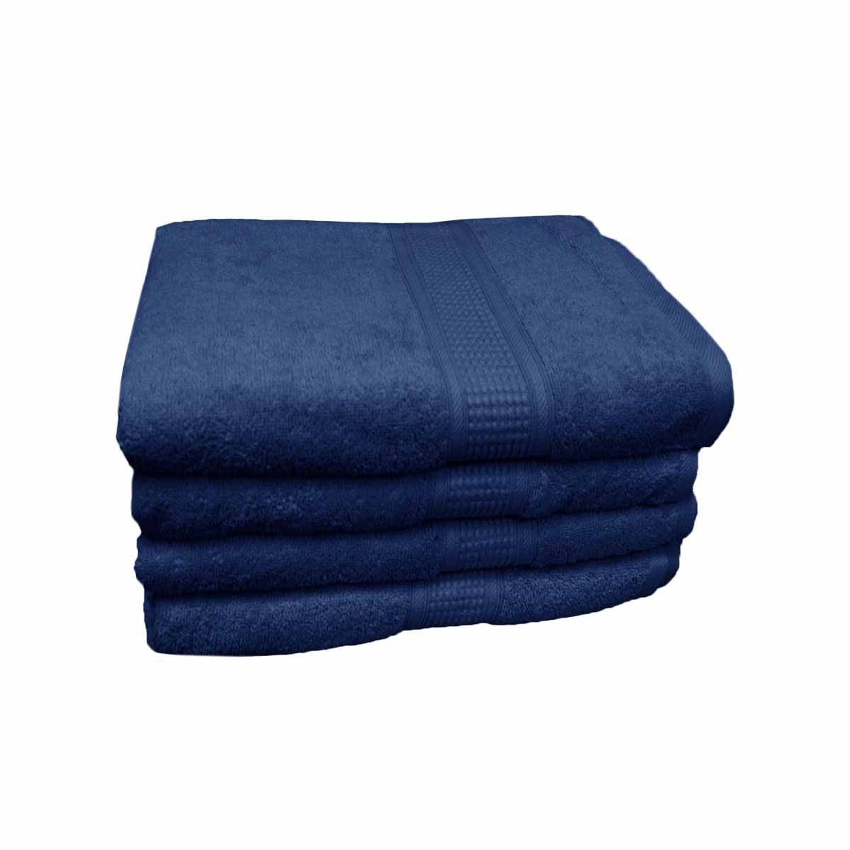 500GSM Set of 4 Combed Cotton Bath Towels Navy 70 x 140 cm - Image 1
