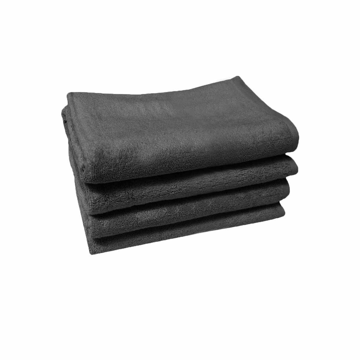 500GSM Set of 4 Combed Cotton Bath Towels Plain 70 x 140 cm Plain Charcoal - Image 1