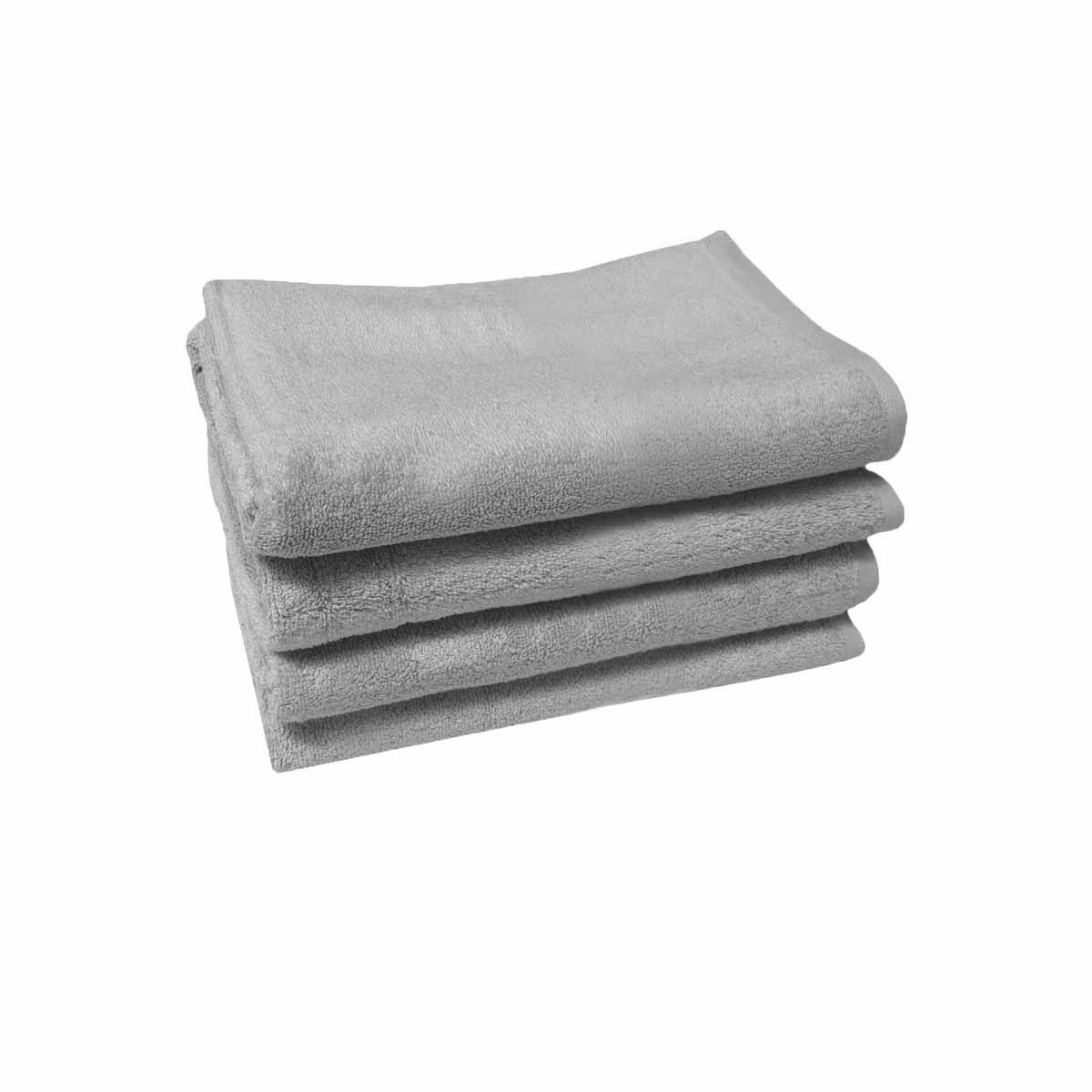 500GSM Set of 4 Combed Cotton Bath Towels Plain 70 x 140 cm Plain Silver - Image 1