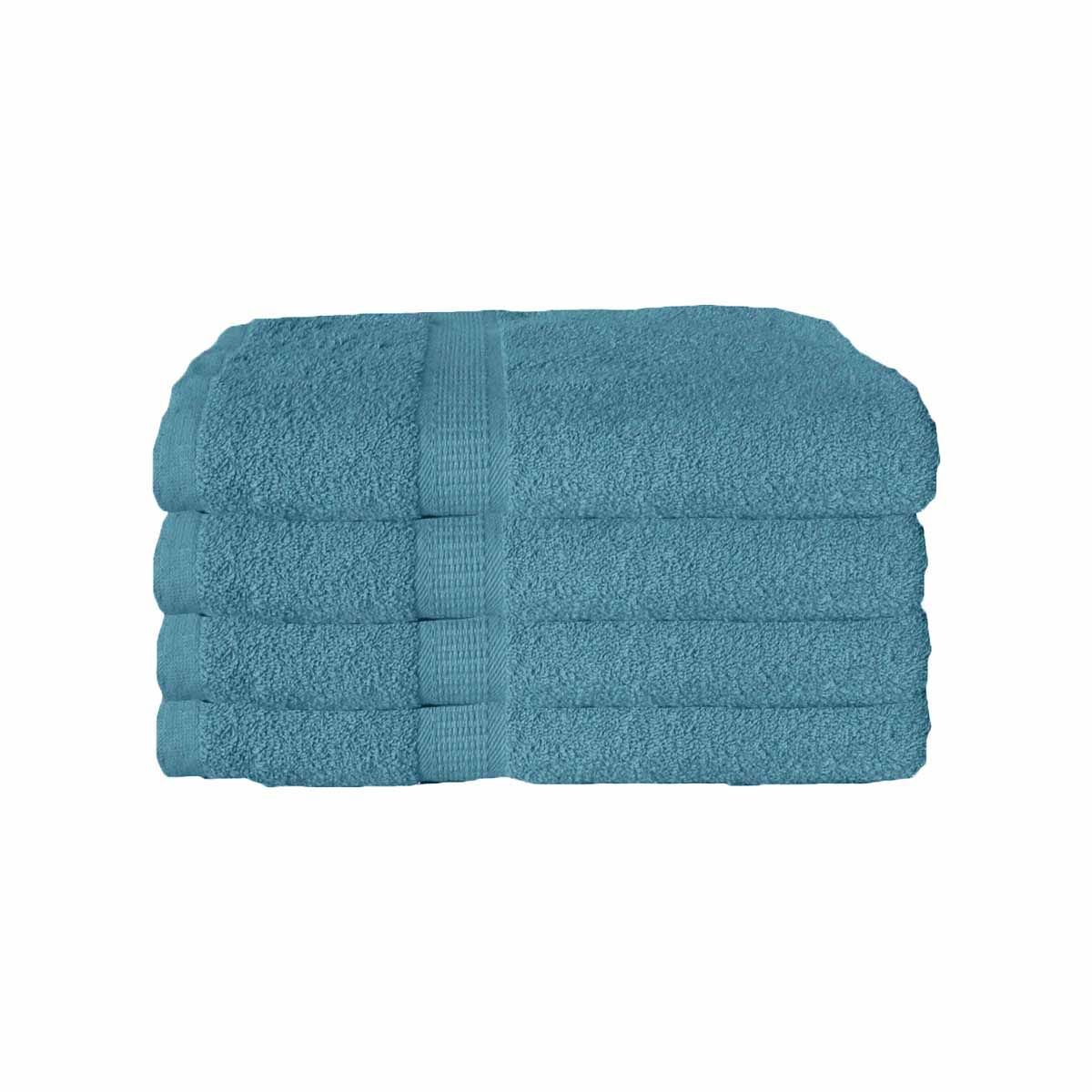 600GSM Set of 4 Combed Cotton Bath Towels 70 x 140 cm Teal - Image 1