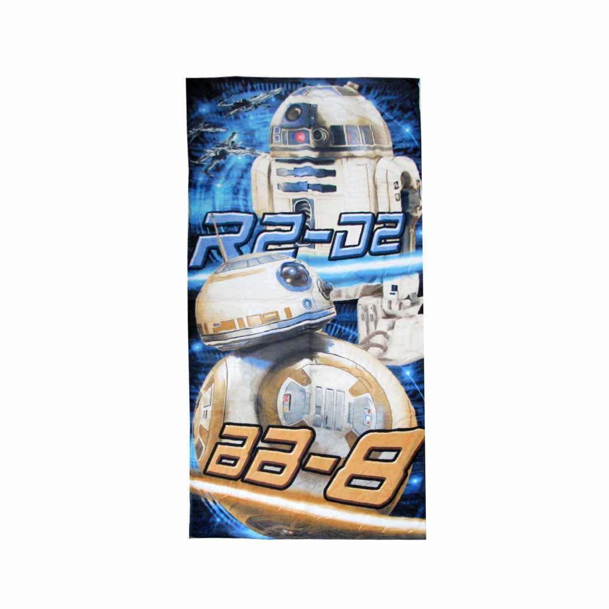 Teen Cool Theme Cotton Beach Towel 70 x 140 cm Star Wars Robots R2-D2 BB-8 - Image 1