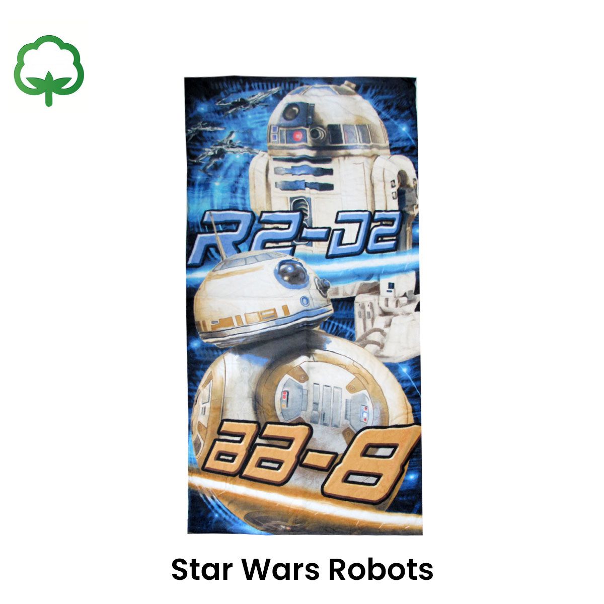 Teen Cool Theme Cotton Beach Towel 70 x 140 cm Star Wars Robots R2-D2 BB-8 - Image 2