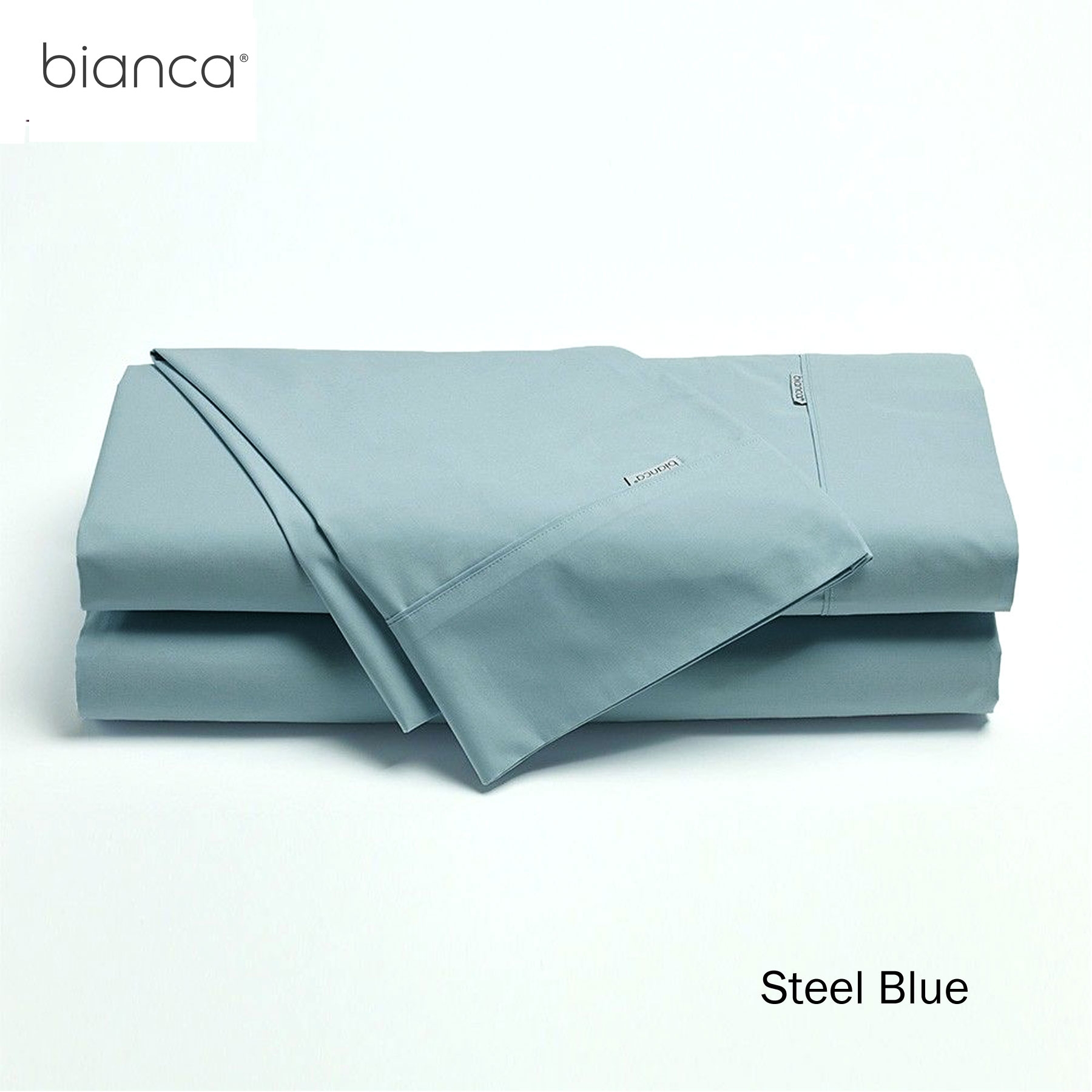 Bianca Heston Cotton Percale Sheet Set Steel Blue King Single - Image 2