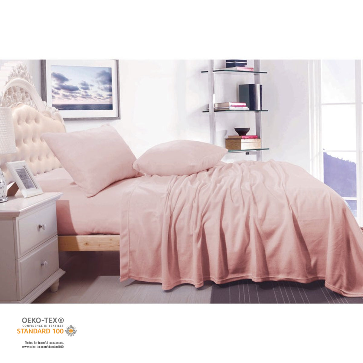 Shangri La Cashmere Touch Micro Flannelette Sheet Set Dusty Pink Double - Image 1